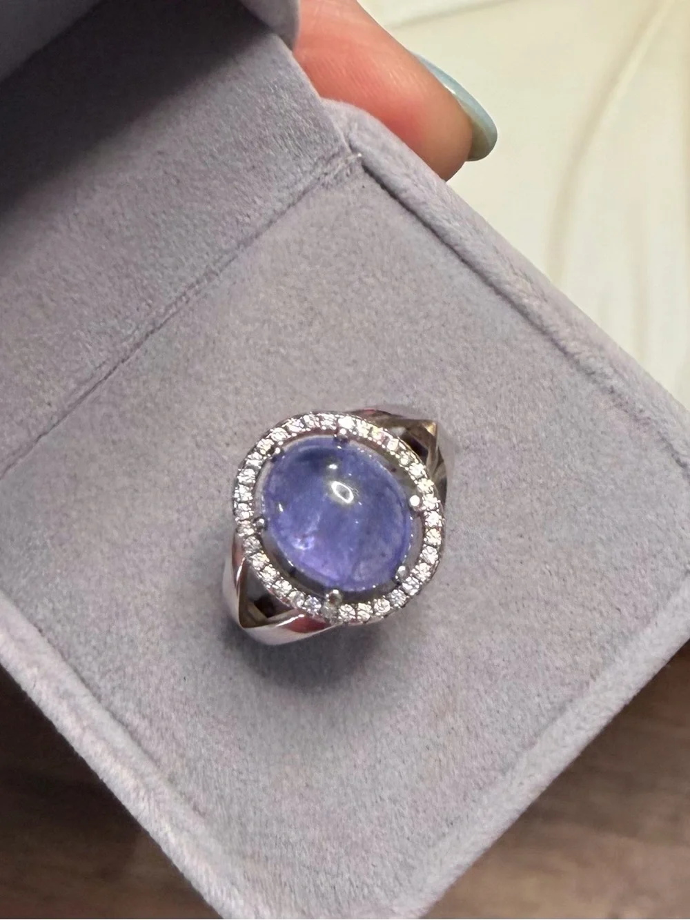 Enchanting 11x9mm Natural Blue Tanzanite 4.5CT Ring 925 Sterling Silver Size 7